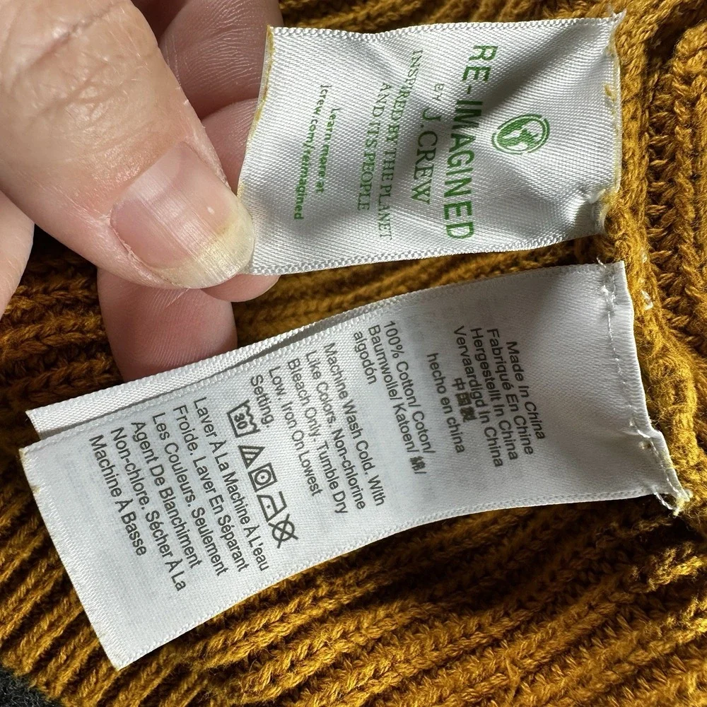 J. Crew Cotton V-neck Tunic Sweater Women's Size Large Mustard Yellow Minimalist